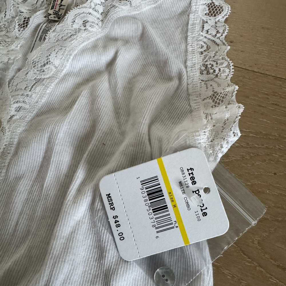 Free People Ivory Lace Detail Top